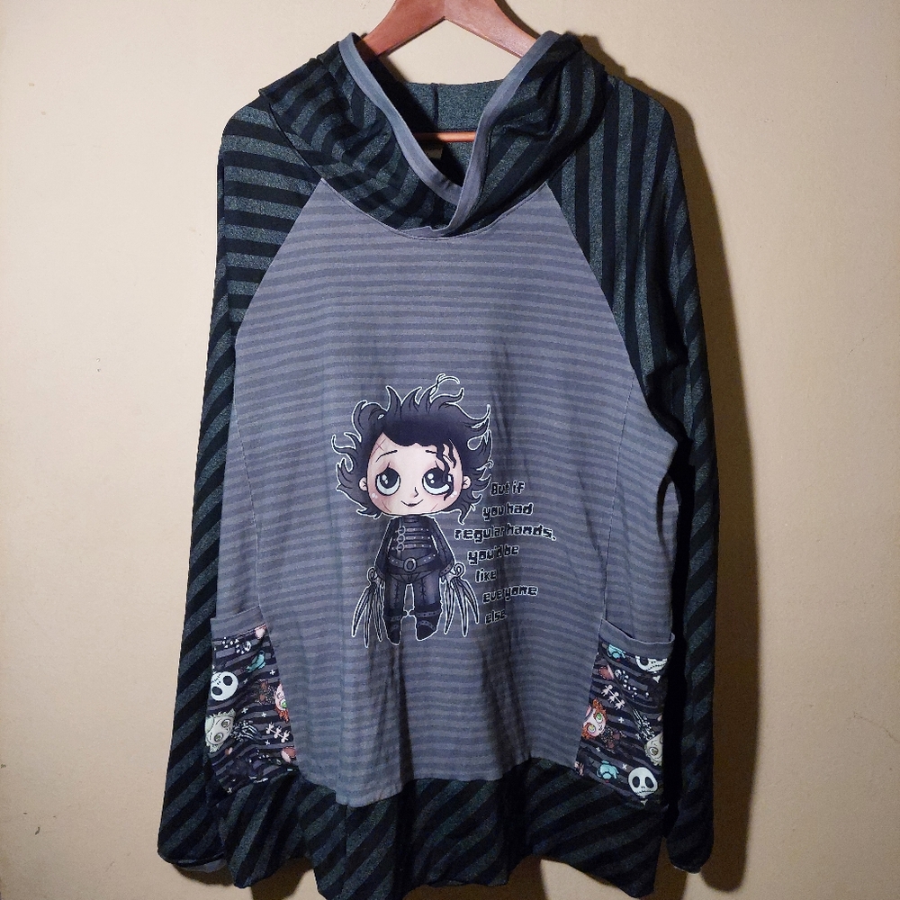 G&H Edward Scissorhands nightmare before x mas fan art black hoodie sweatshirt.L